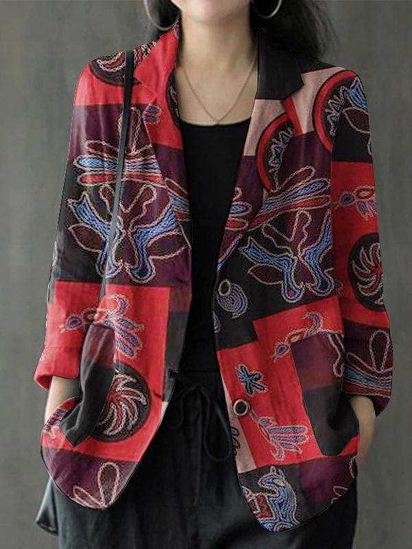 Autumn and Winter New Product Retro Printing Loose Retro Small Suit