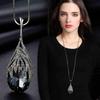 Korean Crystal Rhinestone Water Drop Sweater Necklace