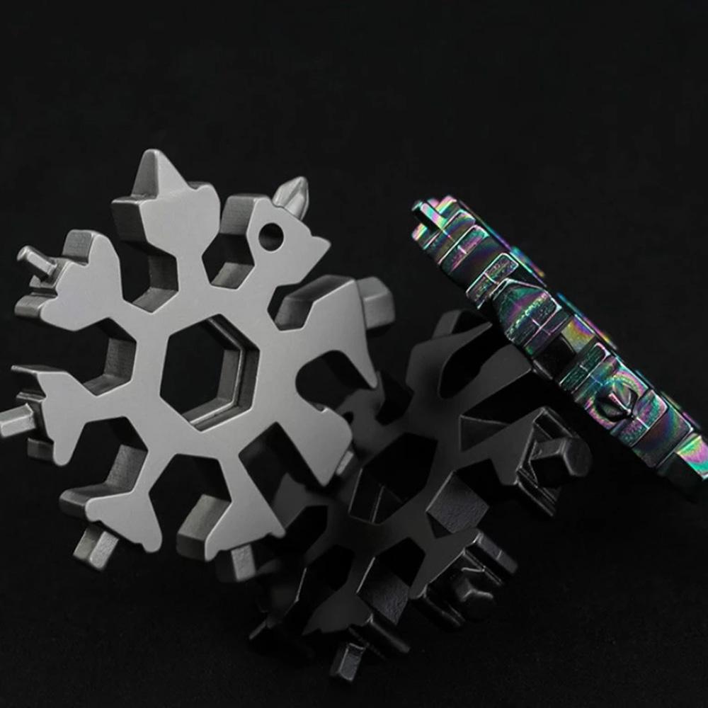 18 In 1 Snowflake Snow Wrench Tool Spanner Hex Wrench Multifunction Camping Outdoor Survive Tools Bottle Opener Screwdriver