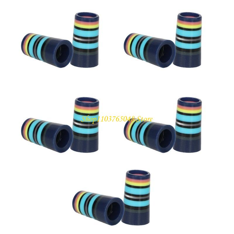 10Pcs Golfing Tapered Ferrules Fit 0.35Inch 0.37Inch Tapered and Parallel Shafts Colorful Striped Golfing Iron Ferrules
