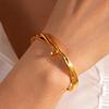 Elegant Stainless Steel Open Bangle: Simple Fashion Temperament Bracelet for Women