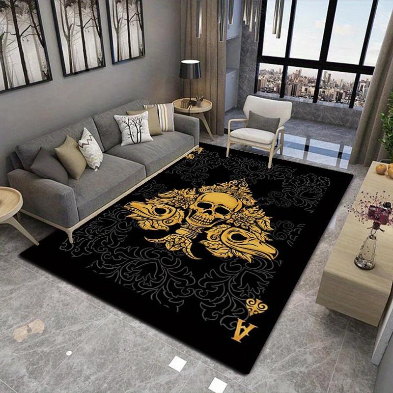 800 Grams Per Square Meter Crystal Velvet Carpet with Poker Card Pattern,Featuring Spades Design. This Non-Slip Mat Is Suitable for Living R