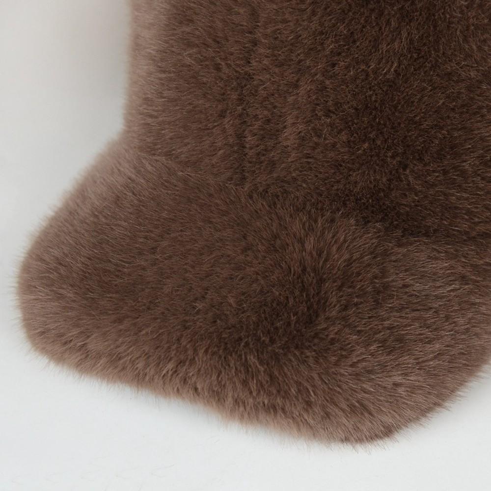 Solid Color Faux Fur Duckbill Hat Warm Warm Plush Hat Fashion Fluffy Baseball Hat Outdoor