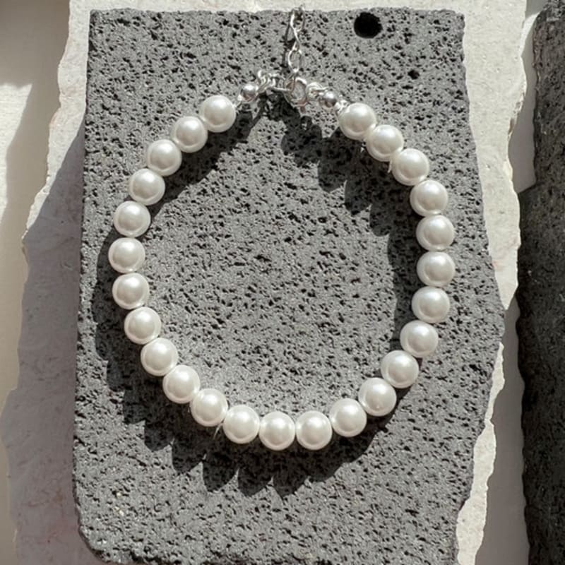 KIETIMOOR White Pearl Bracelet 6mm (Silver925) White Pearl Bracelet Silver