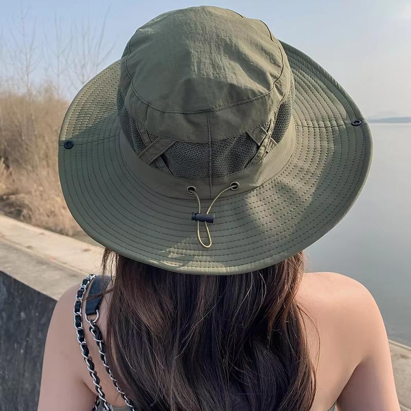 Unisex Summer Outdoor Sunscreen Fishermen Hat Hiking Fishing Mesh Breathable Sunshade Panama Cap Solid Color UV Protection Hats