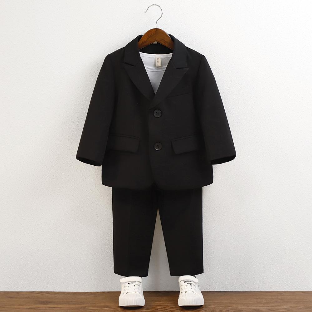 

Дитячий повсякденний костюм Весна-Осінь Новий стиль для хлопчиків віком 1-3 роки День народження Весілля Квітковий хлопчик Захід Виступ Стильний костюм 110cm чорний