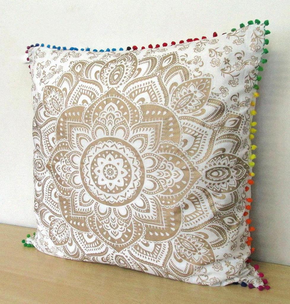 White Gold Ombre Print Cushion Cover, Sofa Pillow Cases, Decorative Cushion Cover, Pillow Shams, Square Cushion Cover