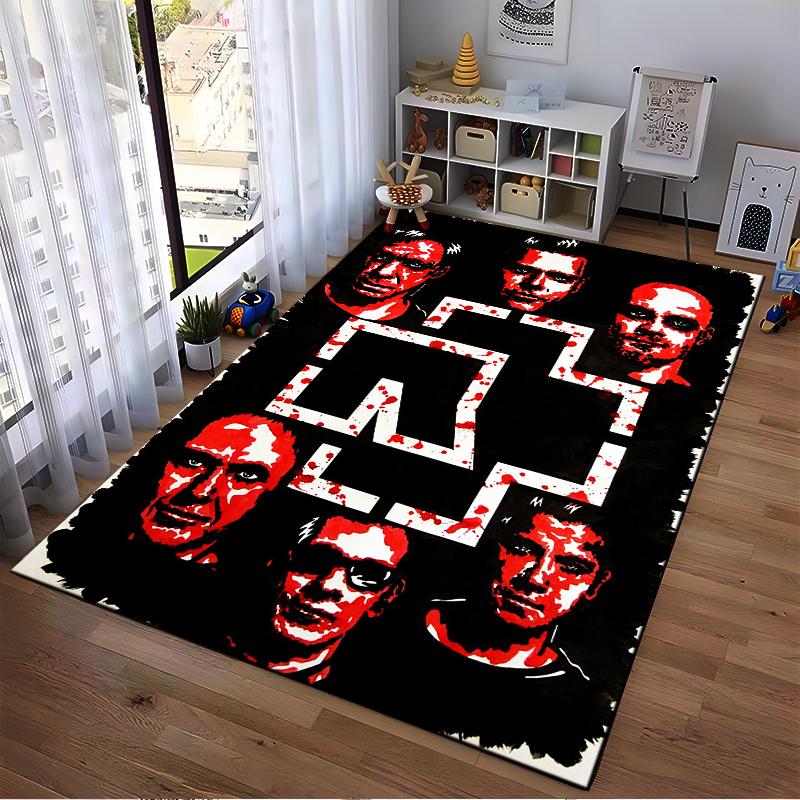 Red and Black Abstract Faces Rug Non-slip Rug Suitable for Living Room and Bedroom Sofas