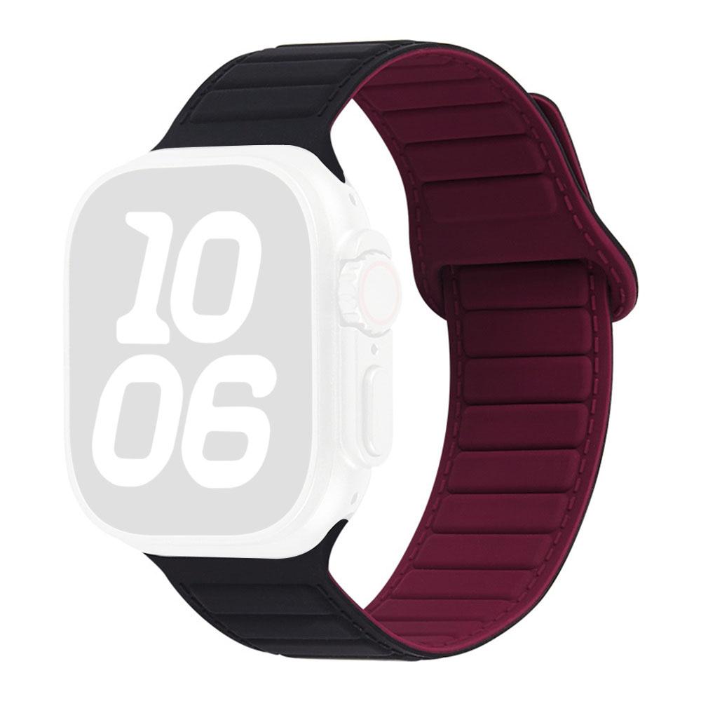 Stitched Line Pattern Silicone Strap for Apple Watch Series 11 10 42mm / 9 8 7 41mm / SE3 SE2 SE 6 5 4 40mm / 3 2 1 38mm Loop Magnetic Watch Band