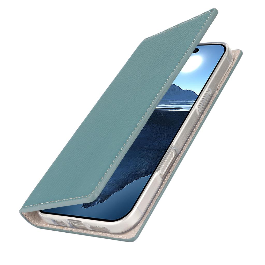 For iPhone 17 Wallet Case Genuine Cow Leather Phone Cover Litchi Texture