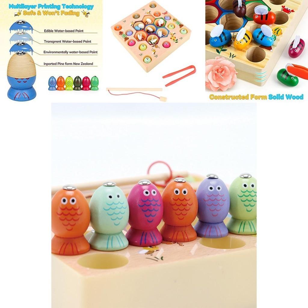 Adorable Wooden Fishing Game Toy Set For Kids With Magnetic Catching Fun