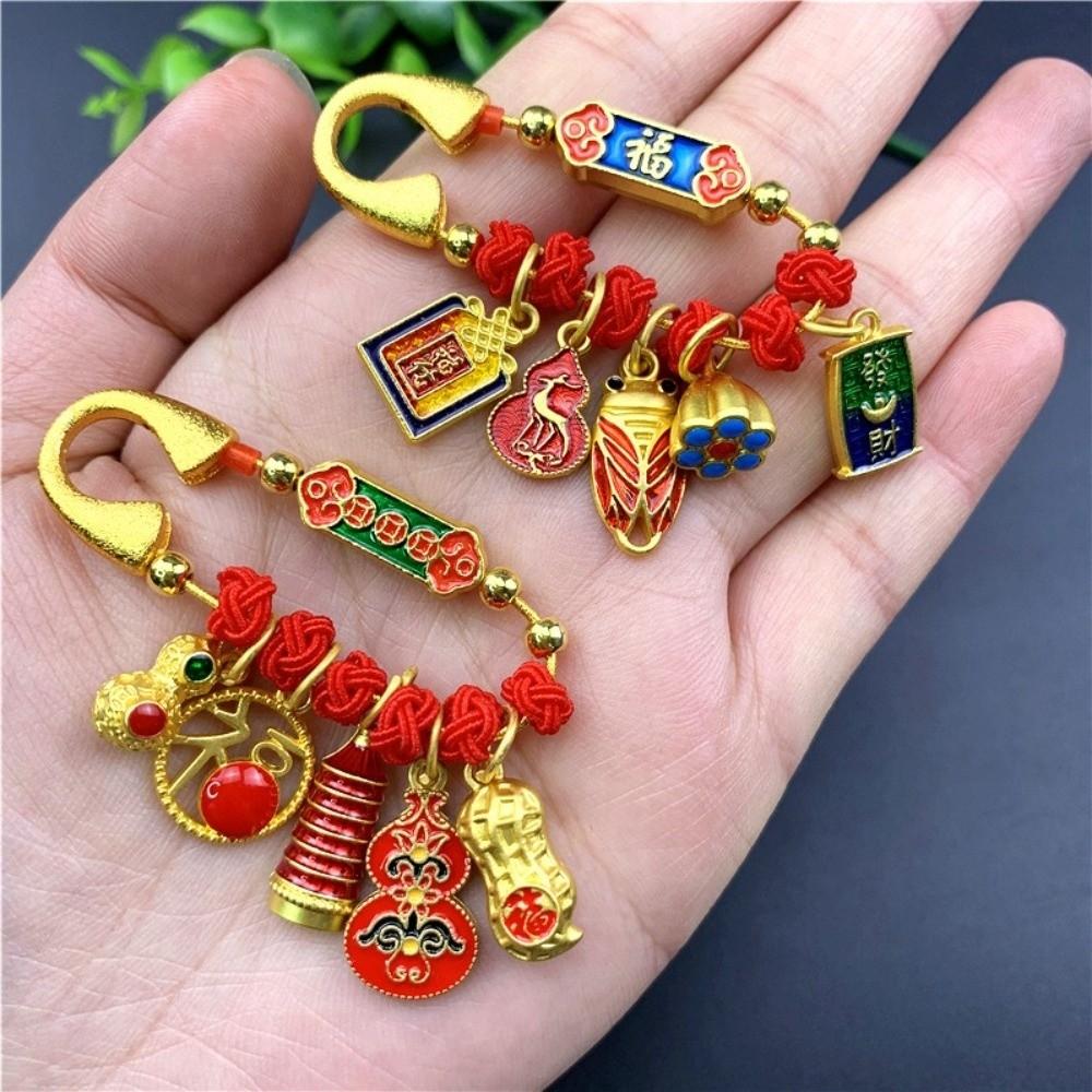 Clouds Peace Lock Red Lucky Brooch Pin Ancient Method Gold Alloy Pin  Jewelry Accessories