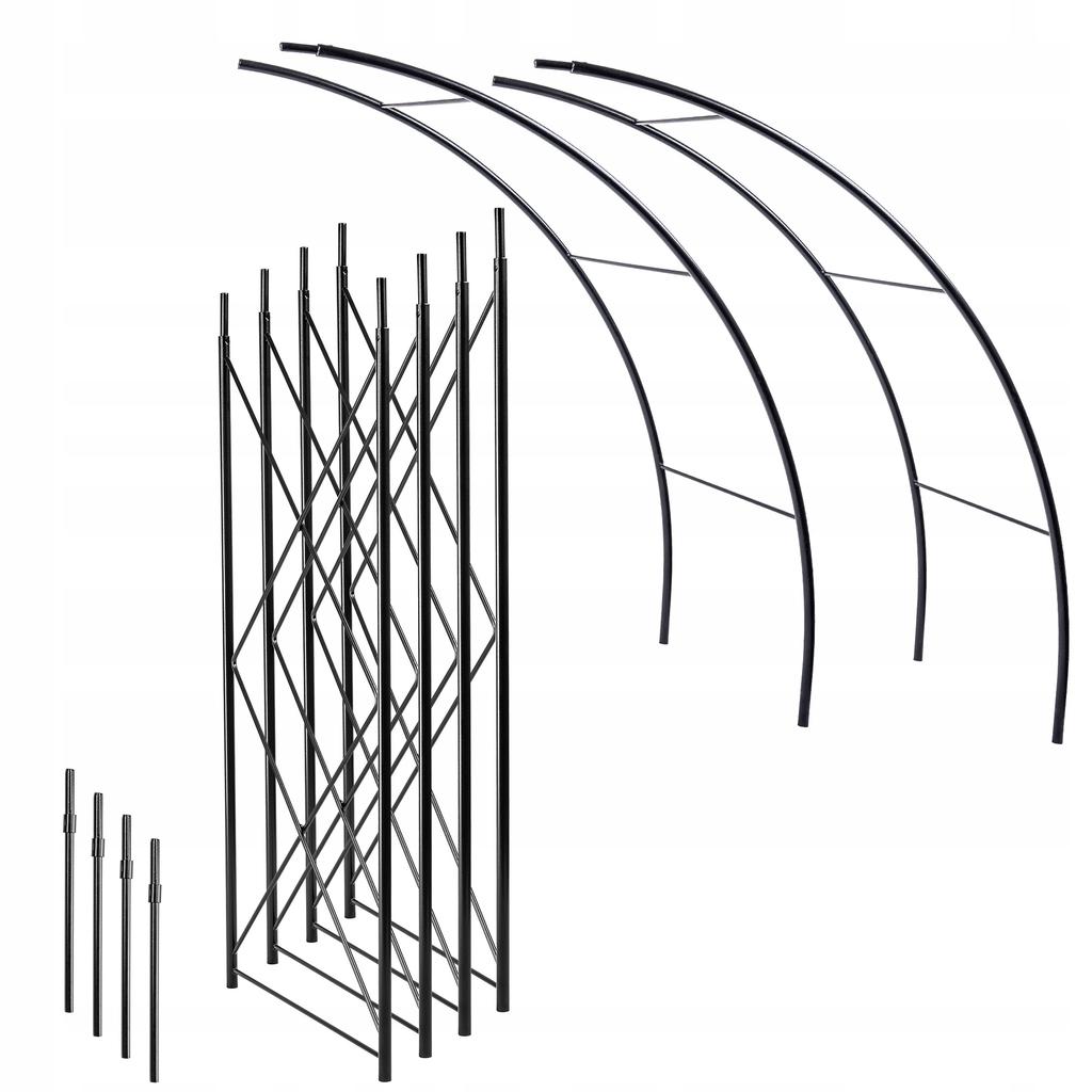 KADAX Pergolă de grădină metalică Arc pentru trandafiri cățărători Flori Suport pentru flori 255cm