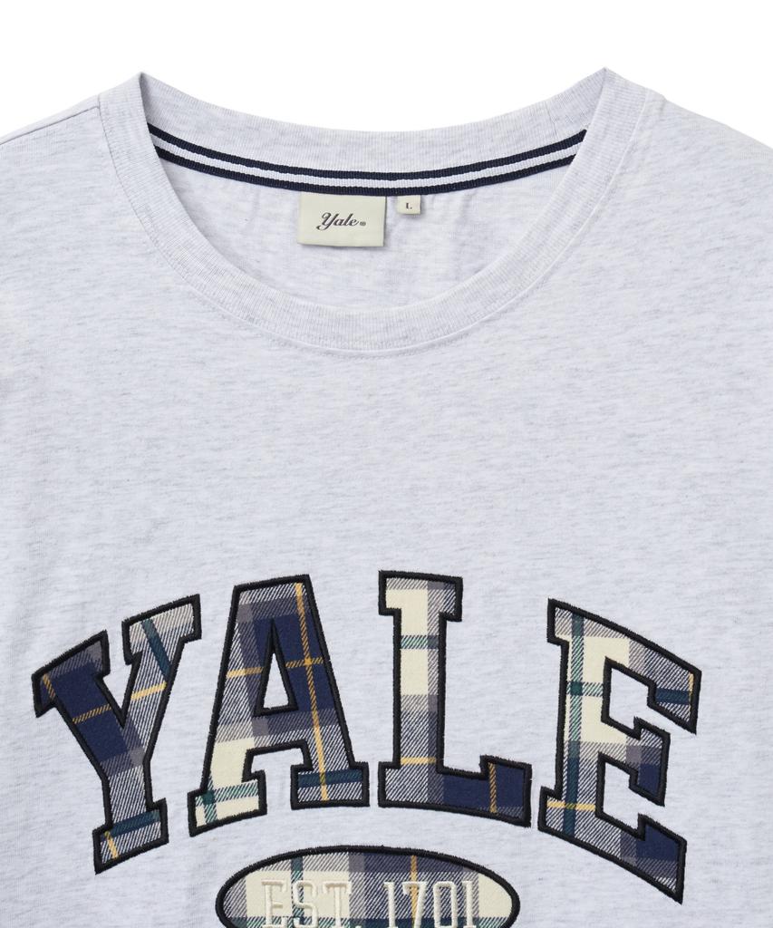 YALE Check Two-Tone Arch T-Shirt_Light Gray