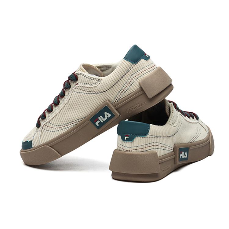 Fila Fusion POP Low Top Skateboard Shoes Men's Beige White Blue (Unisex) Skateboard Shoes T12M218204FAS