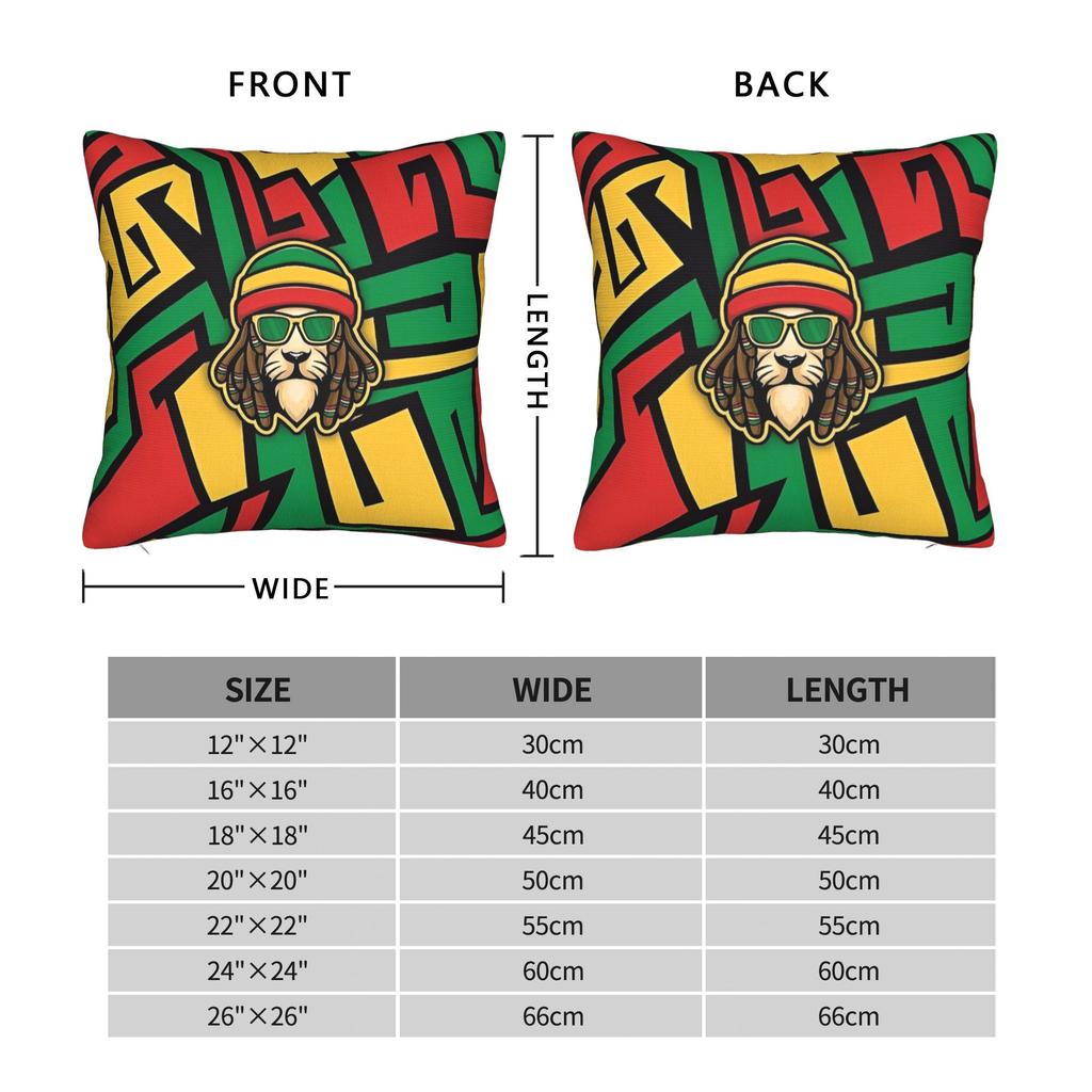 Cool Rasta Raggae Lion With Sunglasses Square Pillow Cases Reggae  Cushion Cover Fashion Decor Throw Pillow Case Cover for Home