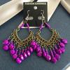 Popular earrings Bohemian retro fringed long beaded earrings colorful earrings women