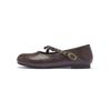 Brown Mary Jane shoes new summer retro flat-soled soft-soled shallow mouth single shoes with skirt