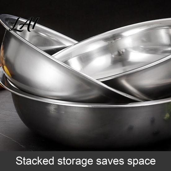 Large Capacity Dough Kneading Basin Stainless Steel Mixing Bowl Kitchen Prep Bowl for Flat Bottom Soup Pot Washing Vegetables Heavy Duty Home Multi