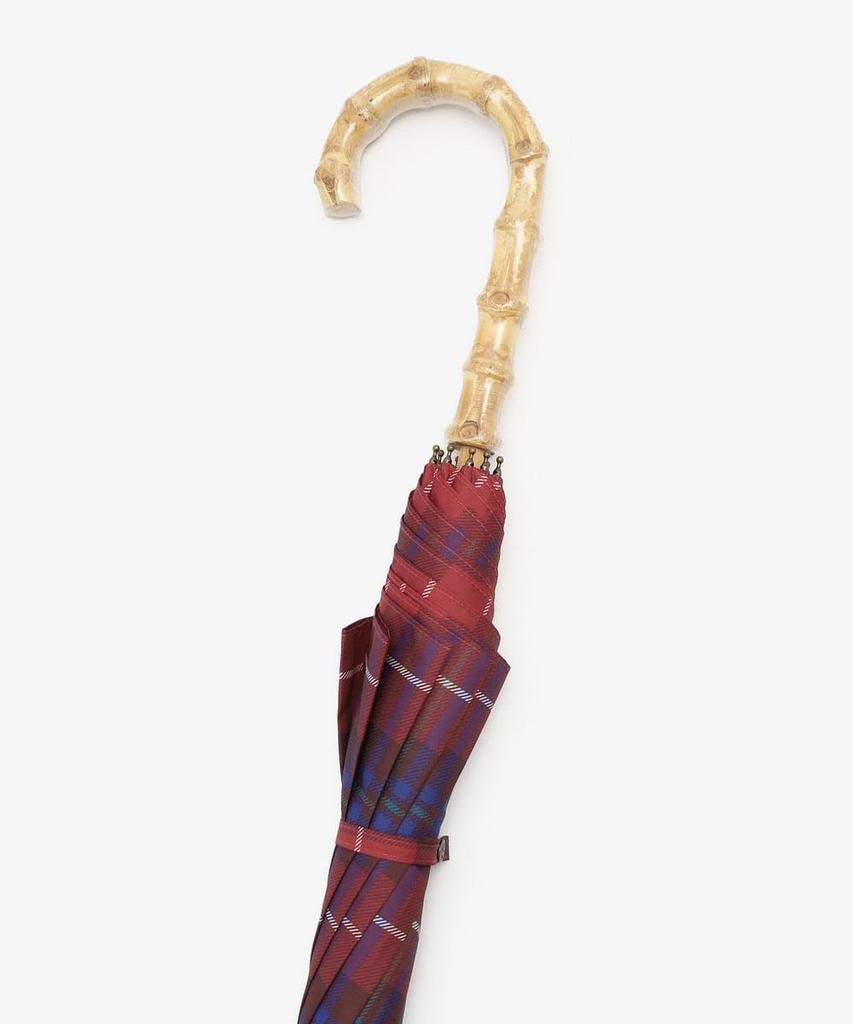 Afternoon Tea Living Long Umbrella JN28, Tartan Check Pattern, Rain or Shine, Red