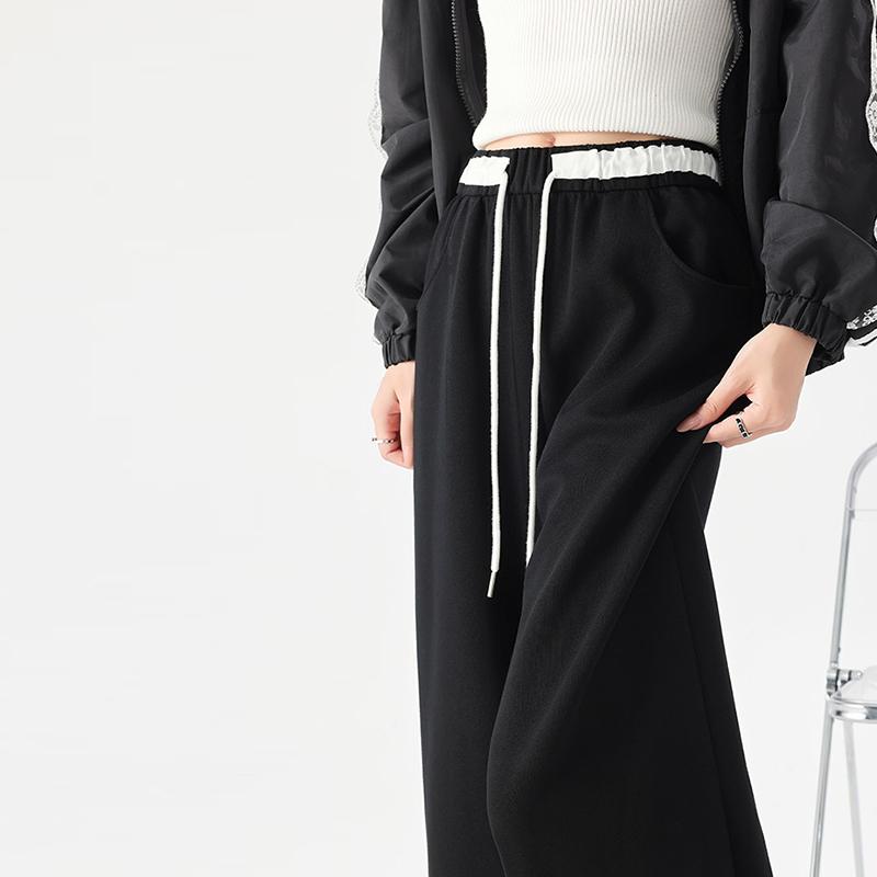 Damen Jogginghose mit weitem Bein, lockere, sportliche Freizeithose, Frühling, Herbst, Kordelzug, modisches Design, Jogginghose, hohe Taille, elastische Sporthose