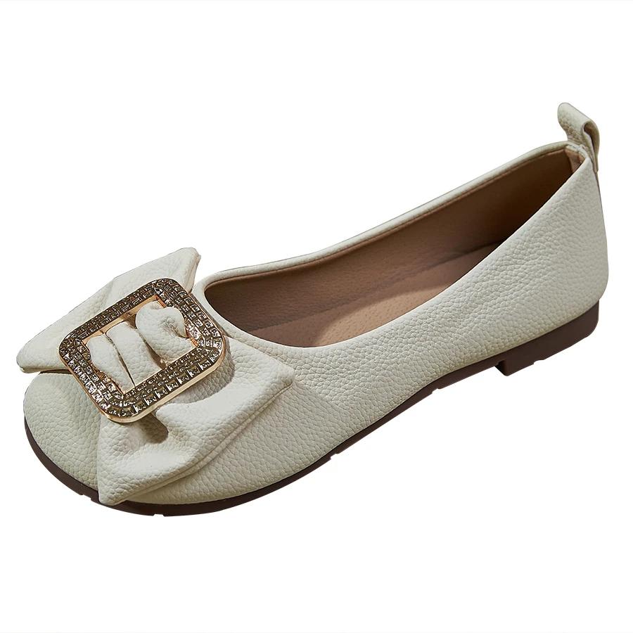 

fashion 2024 New Ladies Shoes One Kick Women s Flats Autumn Round Toe Solid Solft Sole Casual Comfortable Flats Large Size Shallow Shoes 43 off білий колір