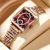 Women Quartz Watch Luxury Square Shaped Rose Gold Diamond Studded Female Watches Casual Ladies Wristwatch Daily Wear Girl Gifts