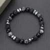 Natural Hematite Stone Beaded Bracelet Men Handmade Unfading Strand Braclet Jewelry Office Leisure Homme Accessories