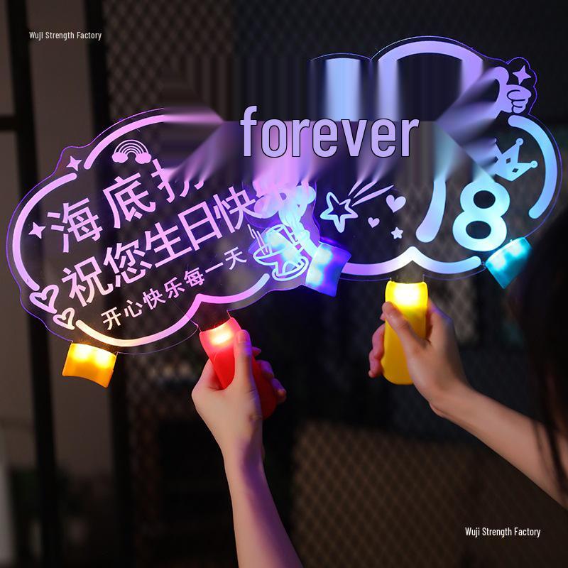 Birthday Light-Up Handheld Sign - Glowing Party and Event Cheering Prop