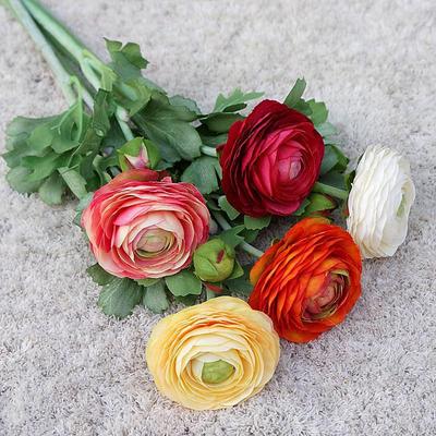 Lotus Peony Silk Flower Arrangement - 2-Head Artificial Ranunculus for Wedding Decoration