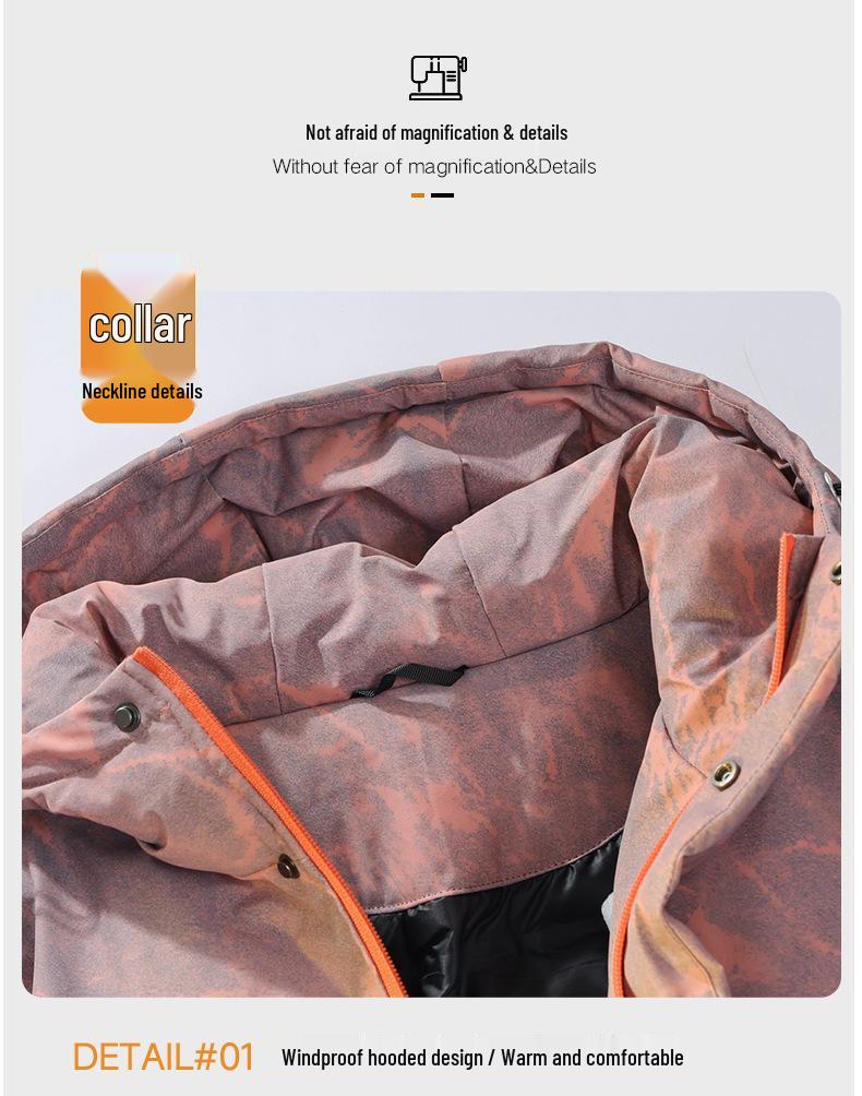 Giacca da Sci in Cotone Ispessito con Cappuccio Mimetico da Uomo e Donna - Capo d'Abbigliamento Invernale alla Moda