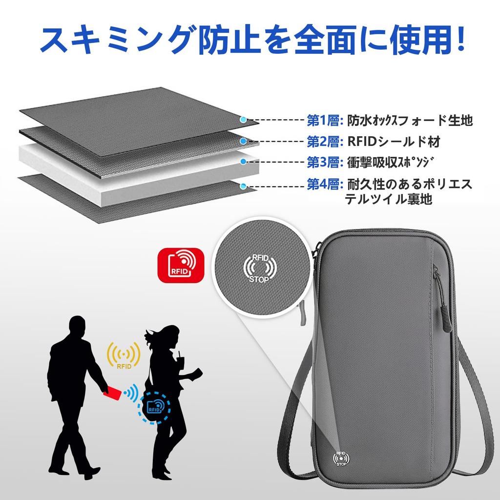 Passport Bankbook Bankbook Large Gray [amifun] Case, Anti-Skimming, Waterproof, Case, Holder, Anti-Magnetic, Anti-Skimming, Capacity, RFID,