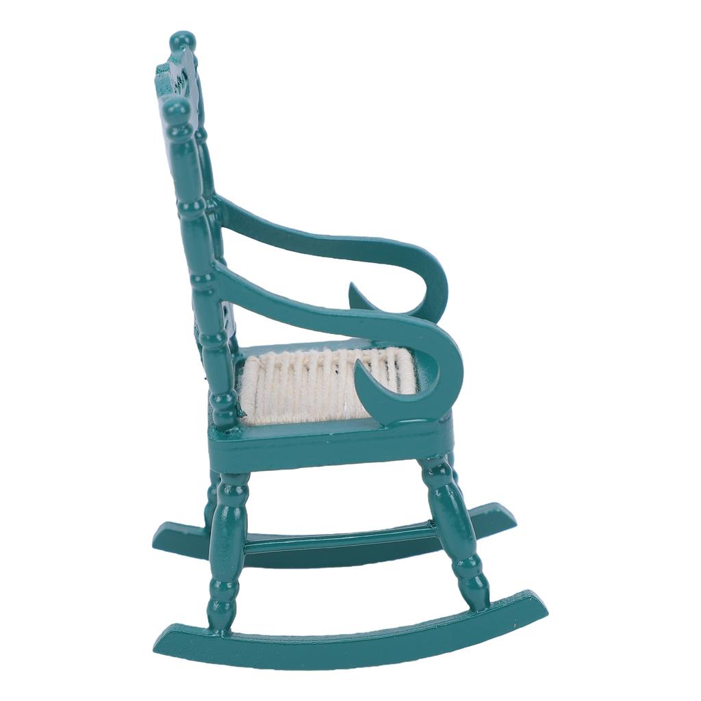Dollhouse Miniature Rocking Chair Green 1 12 Scale Wooden Rocking Chair Miniature Dollhouse Furniture