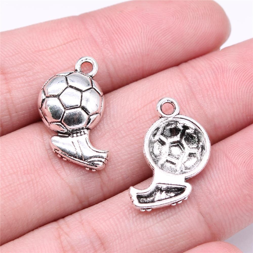 10pcs Soccer Charms Antique Silver Color Soccer Pendant Charms Sport Soccer Charms For Jewelry Making DIY Craft