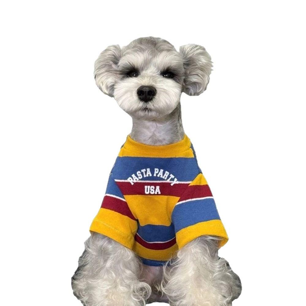 Comfortable Dog Stripes Vest Large Size Dog Short Sleeve Pet Summer T-Shirt  Beach Travel