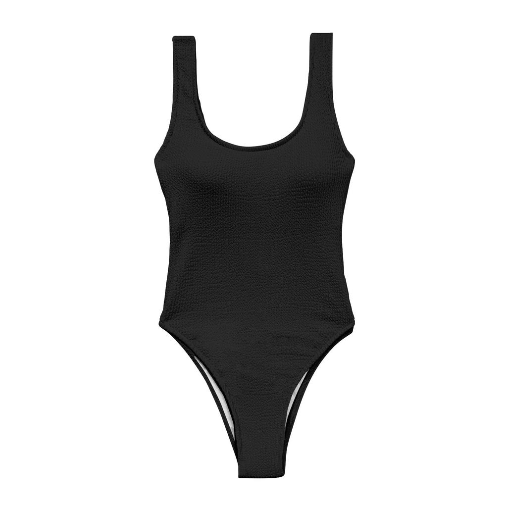 Women's High Waist Plus Size One Piece Swimsuit Textured Fabric Ribbed Design Stretchy Fit Slimming Swimwear