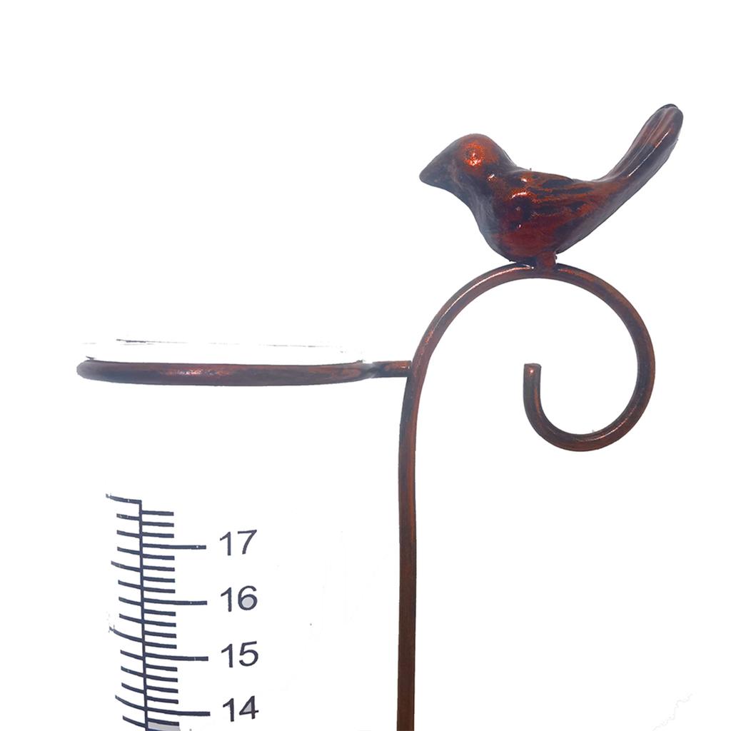 45cm Hummingbird Iron Rain Gauge Outdoor Rainfall Collector Garden Decor