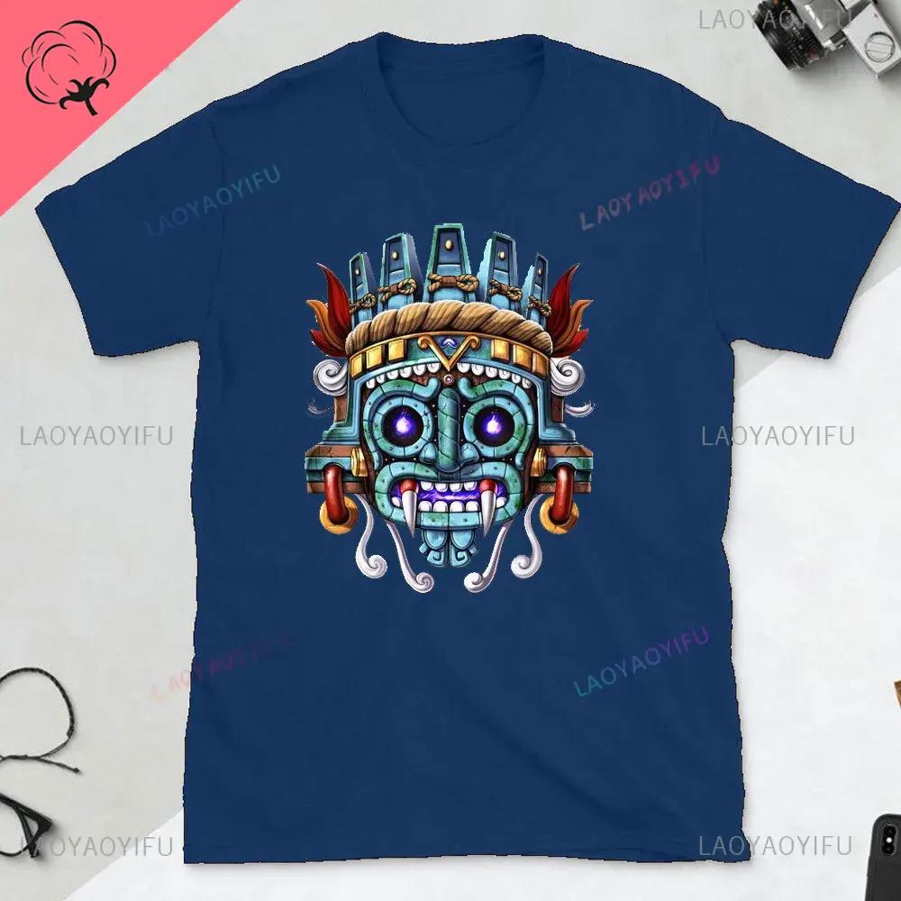 Тлалок Кетцалькоатль Ацтекские Боги Древние Боги Мексиканская Футболка Мужская Ацтекская Рубашка Ацтекский Принт Рубашки Мексики Мексиканская Одежда Мужчины S