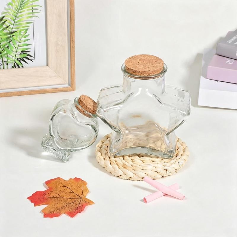 Decorative Glass Bottles With Cork Stoppers See-Through Glass Display Bottle with Wood Cap for Sand Paper Bits and Wedding Shelf Home Room Styling