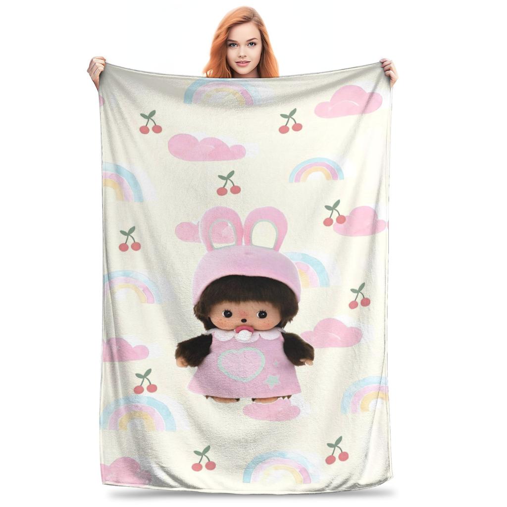 Monchhichi Decke Qualität Weich Bettwäsche Überwürfe Winter Mädchen Jungen Outdoor Lustige Tagesdecke