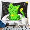 Vibrant Cartoon Green Cat Space Galaxy Stars Polyester Tapestry Wall Hanging Boho Aesthetic Decor Poster Print for Bedroom Bathr