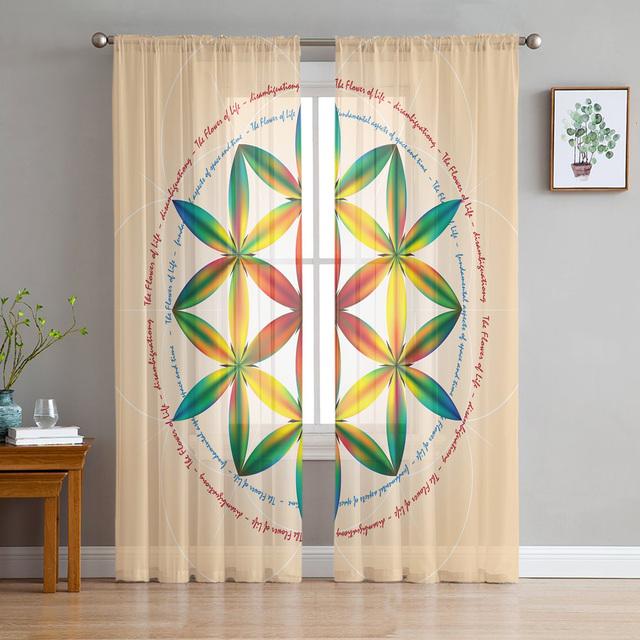 Bohemian Mandala Sheer Voile Vorhänge für Wohnzimmer Schlafzimmer Exotischer Stil Fenster Tüll Vorhänge Transparenter Chiffon Vorhang