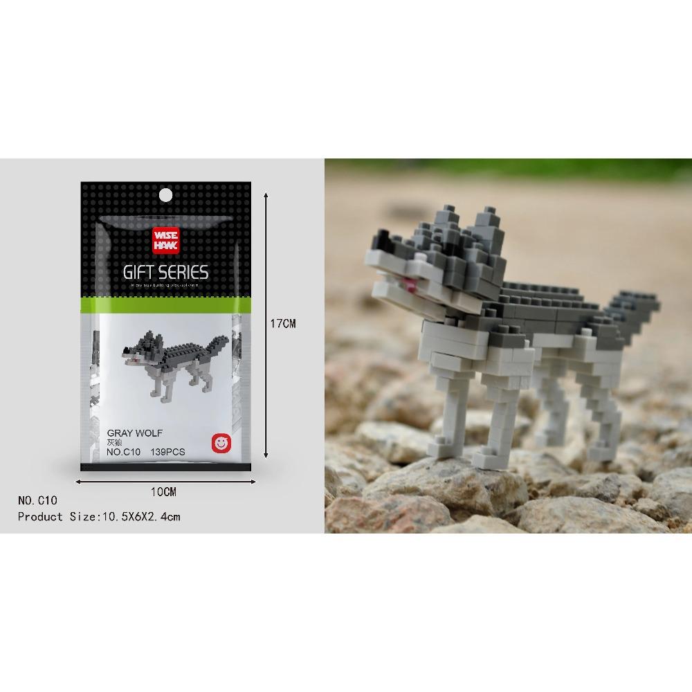 Mini Building Blocks 3D Animal Diamond Model Micro Bricks Dog Cat Bird Moose Wolf Panda Macaw Toys For Children Birthday Gifts