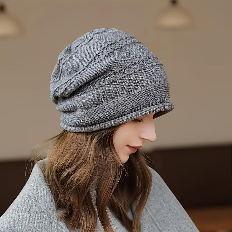 2025 1pc Beanie Cap, Solid Color Slouchy Style Hat, Lightweight Stretch Fabric, Fall/Winter Seasonal Accessory