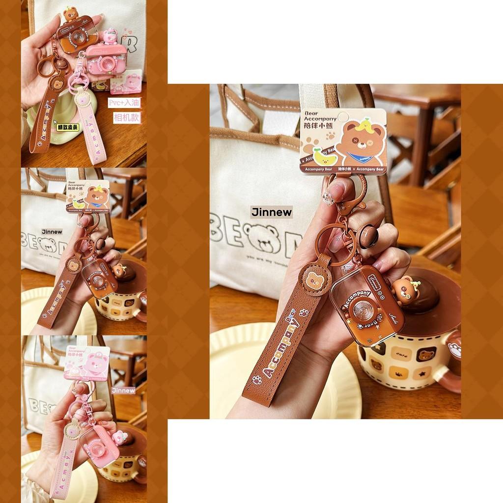 Adorable Jinnew Original Bear Camera Keychain Cute Cartoon Accessory In Pink And Brown