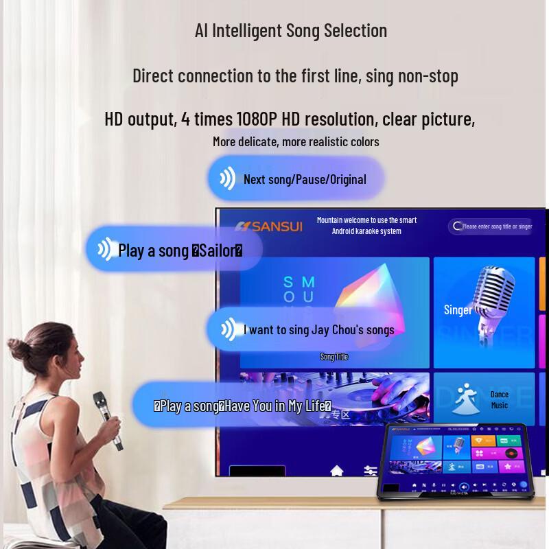 SANSUI Professional KTV Home Karaoke Speaker System CN Plug (adapter Included)
