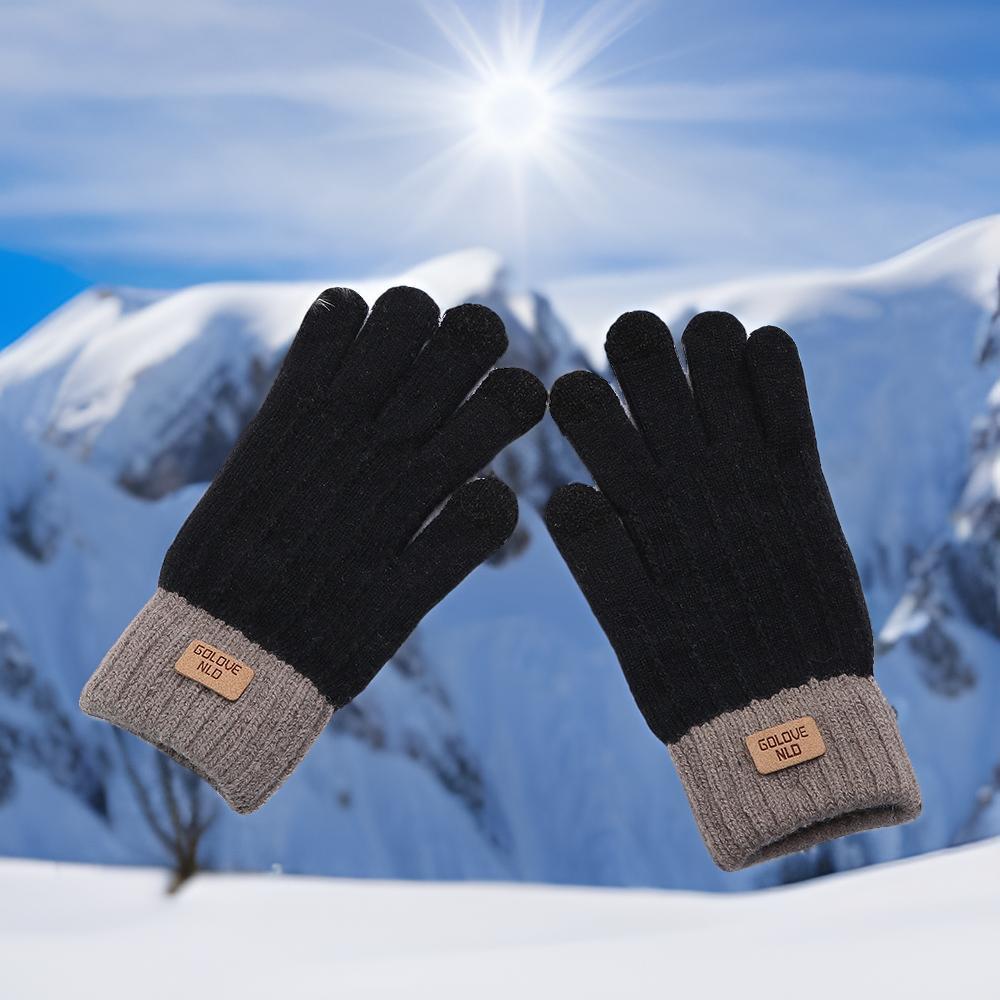 Men's Touchscreen Woolen Gloves for Autumn/Winter, Couples & Students, Thick, Warm Cashmere Alternative, Ideal for Cycling & Cold Protection
