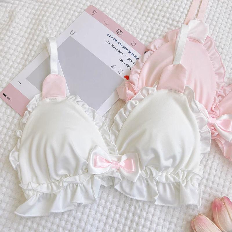Girls Bras Pink Cute Heart Deep V Push Up Bras For Women Backless Sling Tops Female Lingerie Pad Bras