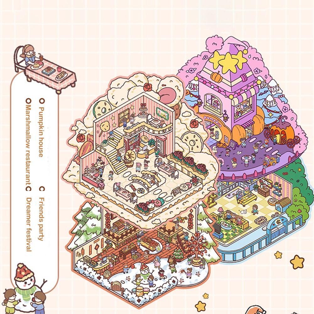 20Pcs/Book 3D Miniature Scene 3D Stickers DIY Notebook Sticker Landscape Sticker Book  Children Gift