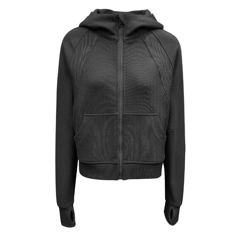 

Women s Loose Fit Slimming Hooded Yoga Jacket with Zip Large